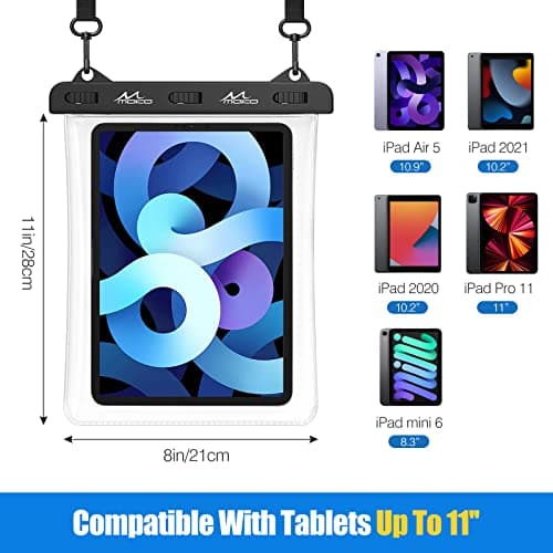 MoKo Waterproof Tablet Case, Tablet Pouch Dry Bag Compatible with iPad 9th 2021, iPad mini 6, iPad Air 5 2022, Air 4 10.9, Air 3 10.5, iPad Pro 11/10.5, iPad 10.2/9.7, Galaxy Tab A7/A8, Clear — view 4
