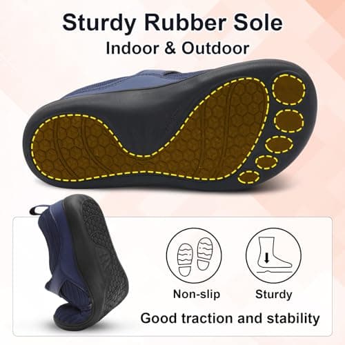 Women’s Wide Fit Barefoot Walking Shoes Zero Drop Comfort Trainers with Adjustable Strap Breathable Non-Slip Shoes Navy 8 UK — view 6