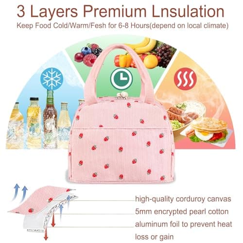 Lunch Bags for Women Insulated Cooler Lunch Bag Adults Kids Packed Lunch Box Tote Bag Cute Girls Ladies Lunch Bags for Work School Picnic Travel Pink Preppy Stuff Gifts for Teenage Girls Daughter — view 4