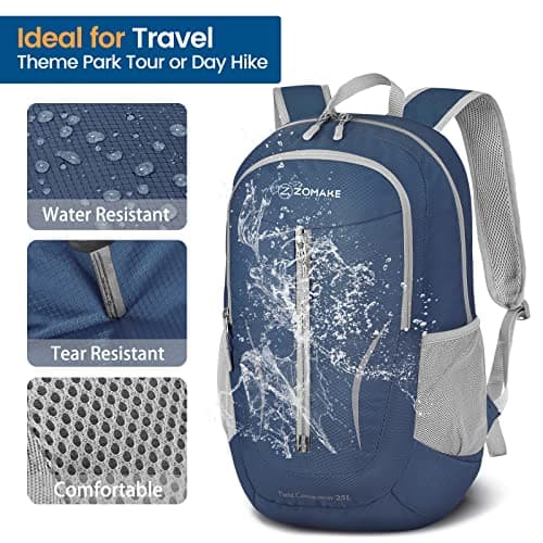 ZOMAKE Lightweight Foldable Backpack Packable Rucksack (25L/Navy Blue) — view 4