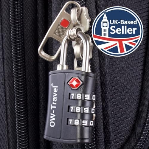 OW-Travel Suitcase Locks, TSA Approved Luggage Padlocks, Black ABS, 1 Pack — view 3