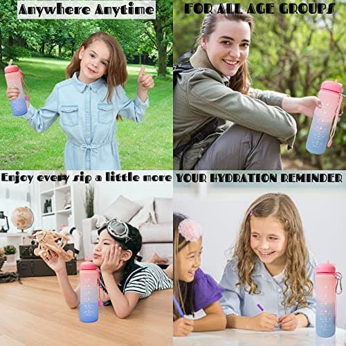 Motivational Water Bottle with Time Markings - 0.6 Litre Foldable Collapsible Gym and Sports Silicone Water Bottle - Running Drinks Bottle For Women, Men, Girls, Boys, Cycling, Hiking, Travel — view 6