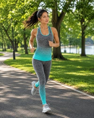 ZiaWorld Women's Workout Set, Gym Set Seamless Ribbed Casual Comfortable Vest Top High Waist Leggings Set, Sports Activewear Tracksuit Yoga Fitness Ladies Gym Wear, TURQUOISE, S/M — view 4