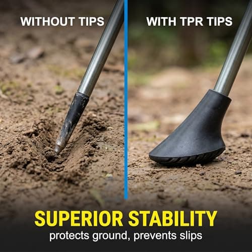 OPVYAEU Set of 8 Rubber Tips for Trekking and Nordic Walking Poles, 4 Wheel Tips and 4 TPR Shoe Tips, Universal Spare Parts with Diameter 11 mm for Poles and Crutches on Asphalt and Dirt — view 3