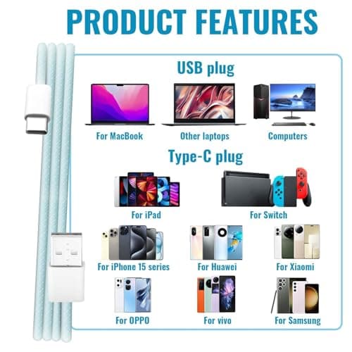 Jiyeo 6 Pack Multicolor USB C Charger Cable, 3FT/3FT/3FT/6FT/6FT/10FT — view 5