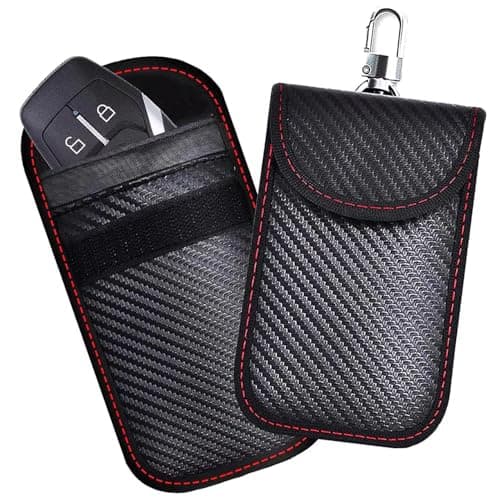 Key Fob Protector Pouch - Compact Carbon Fiber Signal Blocking Pouch for Car Keys and Wallets, RFID Blocking Anti-Theft Remote Entry Protection (Pack of 1)