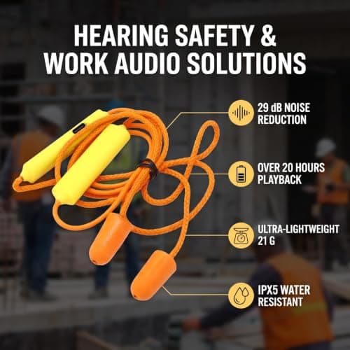 LICAEVEY Bluetooth Earplug Headphones, 29dB Noise Reduction, IPX5 (Yellow) — view 2