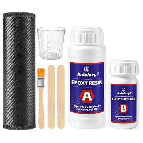 Kalolary 7PCS Carbon Fiber Repair Kit, 100g Epoxy Resin, 27g Hardener