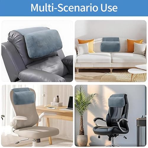JOAASU Headrest Ergonomic Pillow for Recliners Armchairs, Non-Slip Headrest Pillow with Removable Cover, Memory Foam Neck Support Pillow with Pockets for Recliner, Sofa, Armchair, Office Chair — view 6
