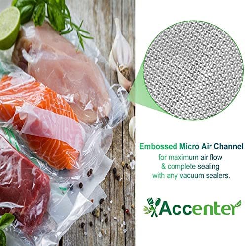 Vacuum Food Sealer Bags 20x30cm 100 Bags Commercial Grade Textured Food Vacuum Sealer Bag Thick Embossed Bags Upgrade Design Pre-Cut Bag BPA Free for Food Storage Sous Vide Cooking — view 2