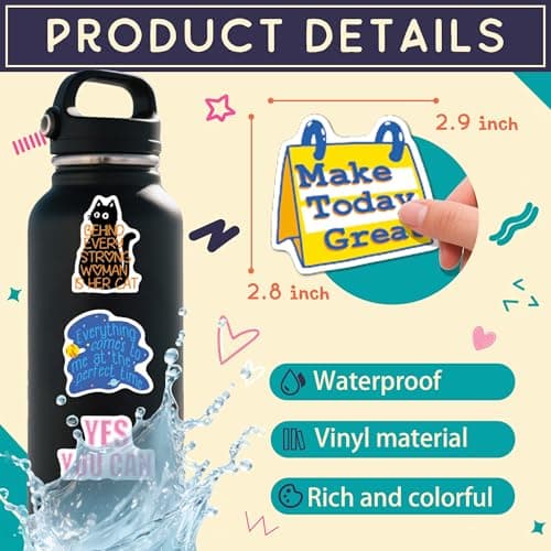 100 Pcs Motivational Stickers, Aesthetic Vinyl Decals with Inspirational Quotes for Laptop Scrapbook Suitcase Water Bottle Students Rewards — view 4