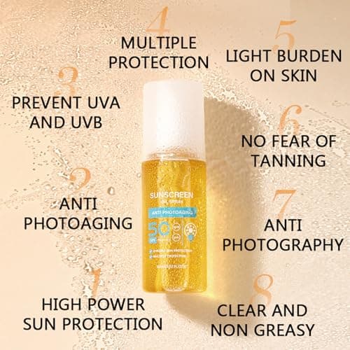 Sunscreen Oil Spray SPF 50, Water-Resistant Sunscreen Spray for Face & Body, Hydrating Travel Size Sunscreen Spray, Non-Greasy Fast-Absorbing for All Skin Types (2pc) — view 4