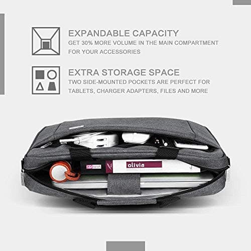 Voova Laptop Bag Case 17 17.3 Inch Computer Sleeve Messenger Bag, Grey — view 3