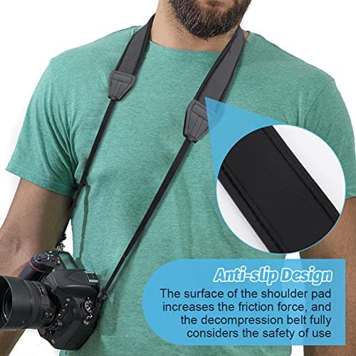 Camera Shoulder Strap, Anti-slip Over Shoulder Camera Sling Strap Quick Release with Safety Tether, Comfortable Camera Neck Strap for DSLR Camera — view 4