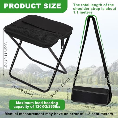 VidFair Camping Stool, Folding Stools, Portable Small Folding Stool Lightweight Mini Collapsible Stools Foldable Chairs for Camping Chair Travel Picnic Hiking Fishing Seats, Black — view 2