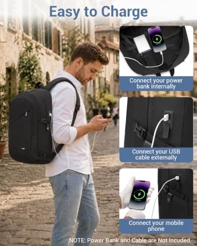 Kono 17.3 Inch Laptop Backpack School Bag Large Rucksack for Men Black — view 4