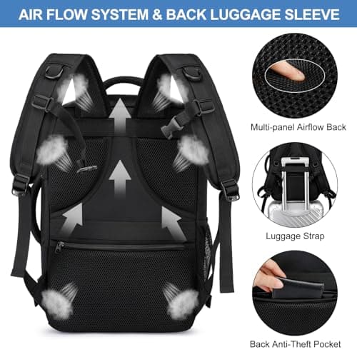 Cabin Bag 45x36x20 for Easyjet Underseat 30L Travel Hand Luggage Backpack Carry-ons Bag Hand Luggage Bag Travel Rucksack Cabin Size Cabin Luggage Bags Fit 15.6Inch Laptop with USB Charging Port-Black — view 6