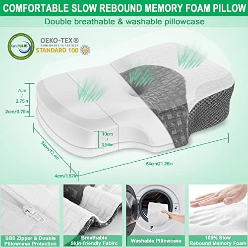 Elviros Adjustable Height Cervical Neck Pillow for Neck and Shoulder Relief — view 2