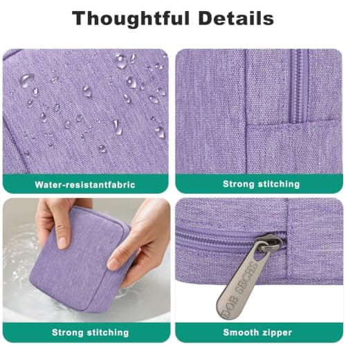 DOB SECHS Small Makeup Bag, Water-Resistant Travel Cosmetic Pouch with Slip-in Pockets, Portable Mini Toiletry Bag for Women, Storage Make up Bag for Daily & Travel Use, Purple — view 4