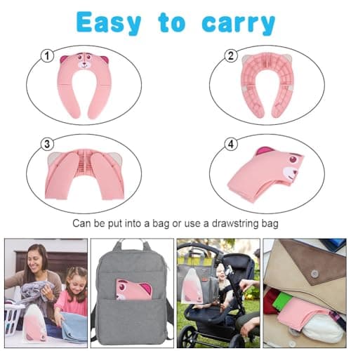 HOTUT Folding Travel Toilet Seat,Folding Travel Potty Seat for Boys and Girls with Toilet Training Reward Chart,Folding Toilet Seat with Storage Bag,Folding Potty Training Seat for Kids — view 6