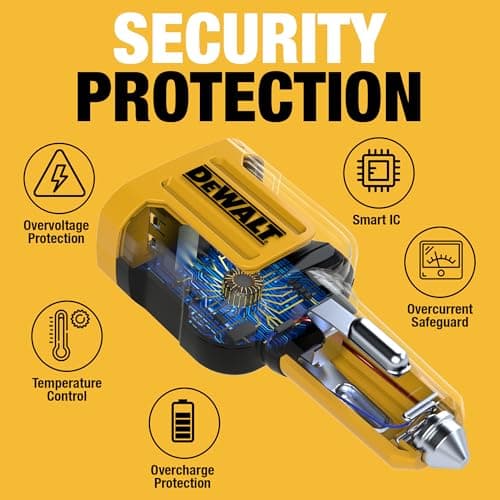 Dewalt Heavy Duty Usb C Car Charger, 120W 2-Port Pd 3.0 Type C Adapter, Pps Fast Charging With Power Delivery For Iphone 15 14 13 12 11 X Xs Pro Max Mini, Galaxy S22/S20/S10, Pixel, Ipad/Ipad Mini — view 5