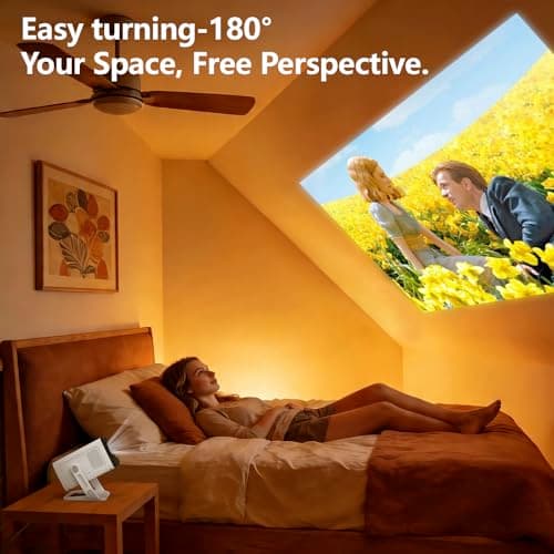 Mini Projector with WIFI 6 and Bluetooth 5.4, Smart Portable Projector Supports 4K 1080P, projector for bedroom with Auto Keystone, Movie Projector with 180° Adjustable Stand. — view 6