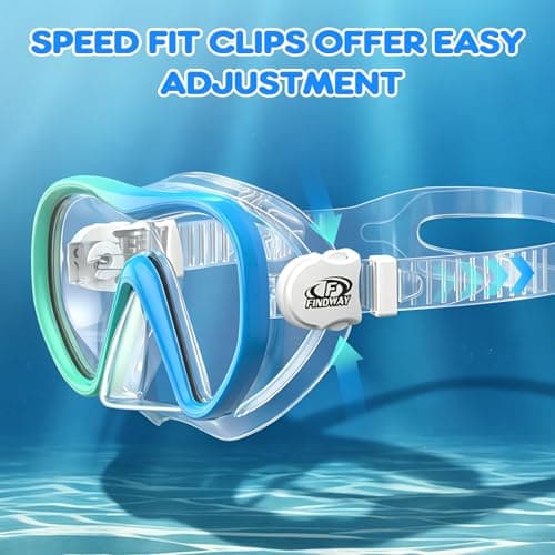 Findway Kids Snorkel Mask, 180° Panoramic Wide View Swimming Goggles, Anti Leak Anti Fog Children Diving Mask with Nose Cover, Swim Goggles for Age 4-16, Two-Tone Frame — view 5