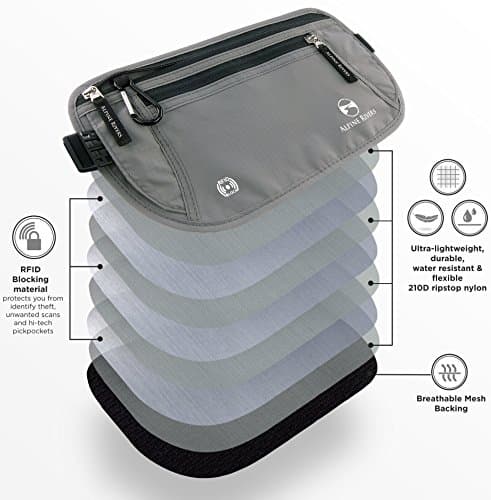 Alpine Rivers Money Belt for Travel - RFID Hidden Wallet, Graphite Grey — view 3