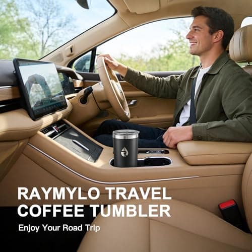 RAYMYLO Insulated Travel Coffee Tumbler 590ml, Detachable Spill-Proof Lid — view 2