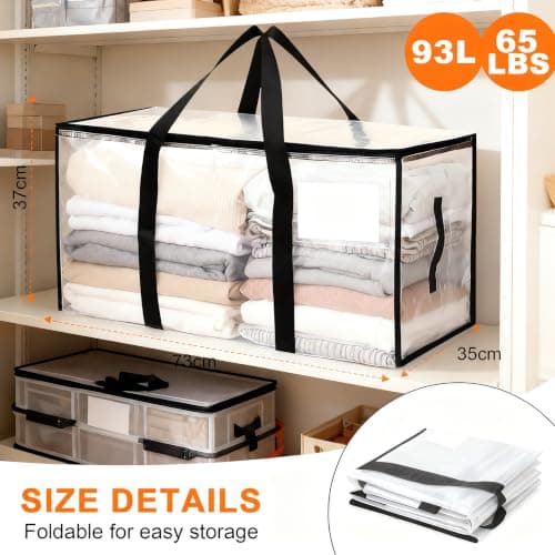 Zandrix 95L Waterproof Storage Bags Moving Boxes Bags with Lids - 4 Pack — view 3