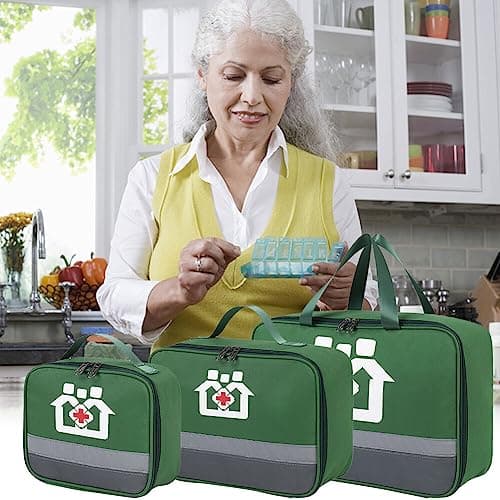 Uposao First Aid Bag Empty Small Medical Kit Pouch Portable Travel Emergency Pouch Mini Medical Bag, Drug Pack Storage Bag Empty Medication Travel Carrying Case for Car Home Camping Office Workplace — view 5
