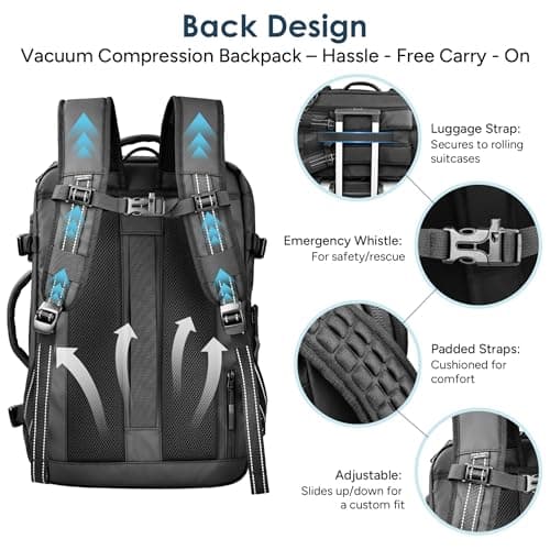 Vacuum Backpack with Pump, Travel Compression Backpack, 17" Laptop Backpack — view 4