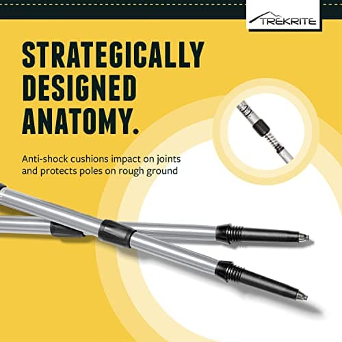 Trekrite Telescopic Walking Poles Set, Collapsible Hiking Poles, 3-Section Anti Shock Trekking Sticks for Men & Women - Adjustable Hiking Sticks with Accessories from a UK Based Company - Silver — view 4