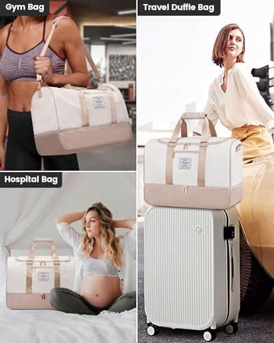 LOVEVOOK Weekend Bags for Women, 50L Large Maternity Hospital Overnight Travel Duffle with Toiletry Bag, Gym Yoga Bags with Shoe Compartment & Wet Pocket, Hand Luggage Bag for Travel Sports — view 6