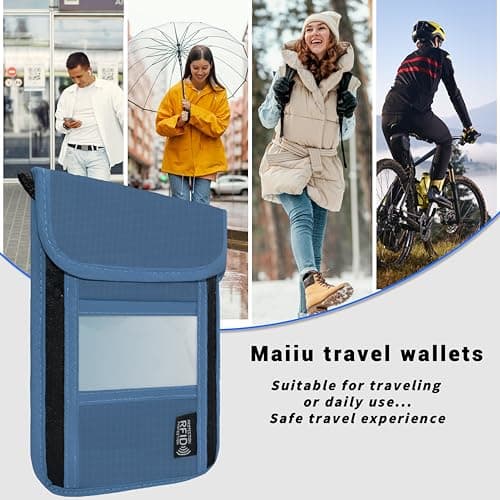 Maiiu Travel Neck Wallet with RFID Blocking – Passport Holder Organizer Neck Pouch – Portable Easy to Conceal Travel Pouch, PVC Dark Blue, Rfid Blocking — view 5