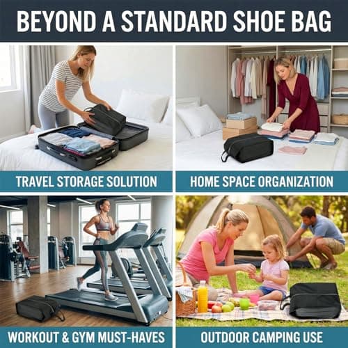 8 Pack Reusable Shoe Bags for Travel with Smooth-Zipper, Waterproof Gym Ba & Work – Essential Travel Accessories for Family Vacations, Football Boot Bag, Golf Shoe Bag, Boot Bag Rugby, Golf Shoe Bag — view 6