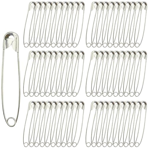 LLYJOYE Silver Safety Pins Large 55mm Nappy Pins Craft Pins, Pack of 60