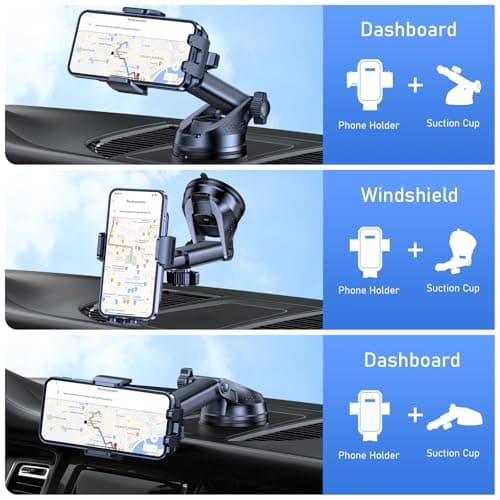 Blukar Car Phone Holder, Adjustable Car Phone Mount-Upgraded Strong Suction — view 2