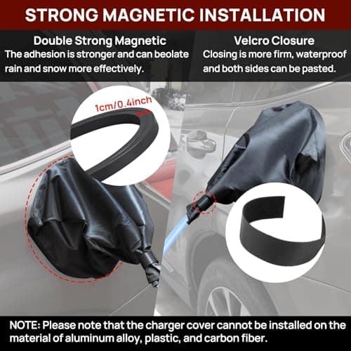 PSLER Car Ev Charger Cover Waterproof All Weather Magnetic Adhesion Black — view 5