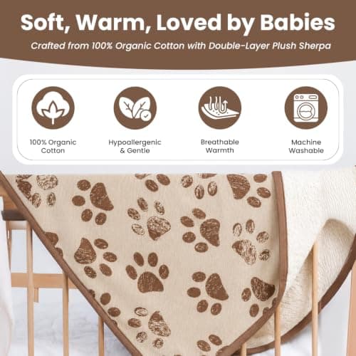 Little Dedi Organic Cotton Pet & Baby Blanket 75 x 95 cm, Mocha Meringue – Sherpa Fleece, Soft for Dogs, Cats & Infants, Machine Washable — view 2