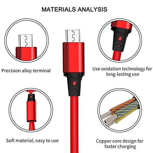 Amuvec 2 Pack 3 in 1 Retractable Charger Cable, 3A Fast Charge Red Cord 1M — view 4