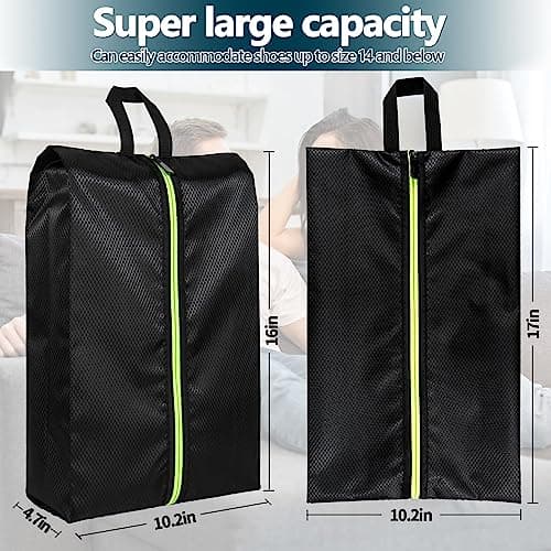 Eopres Shoe Bags for Travel - Set of 3 Pack Large Capacity Oxford Fabric Shoe Bags, Multi-Functional Dust-Proof and Waterproof Men & Women Travel Shoe Bag, Black, XX-Large, A — view 2