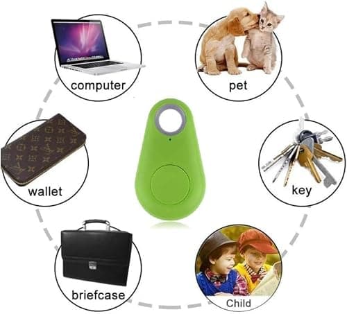Wireless Bluetooth 4.0 Key Finder, Smart Keychain Bluetooth GPS Rechargeable Key Finder, Wireless Locator and GPS Integration, Bluetooth Tracker for Kids Phone Car Wallet Luggage Pet (Green) — view 2