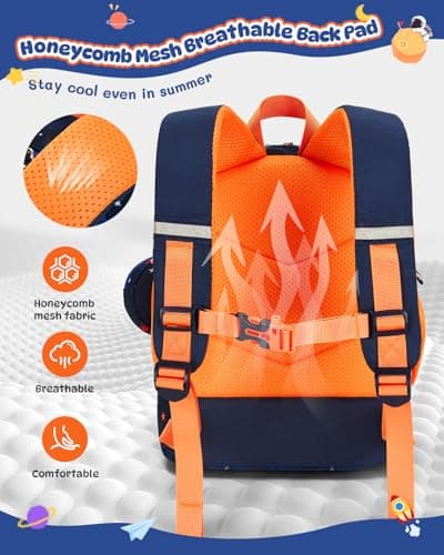 PROTAURI Toddler Backpack Boys with Chest Strap, Kids Backpack Reflective with Insulated Compartment & Coin Purse, School Bags Waterproof for 2-6 Years, 11.5L, Astronaut — view 2