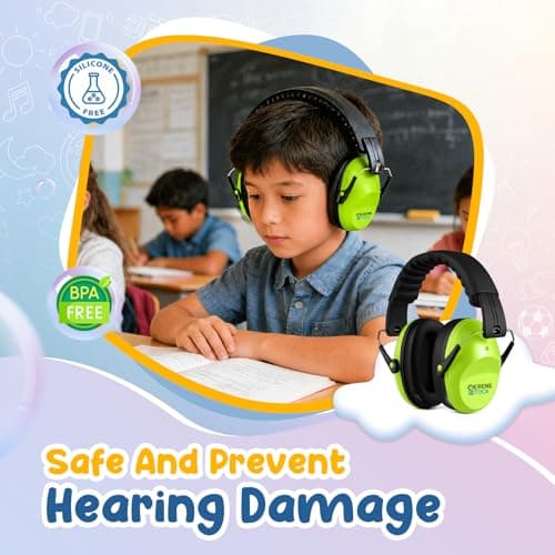 Serene Stock Kids Ear Defenders - 26db SNR Ear Defenders - Sound Blocking Earmuffs Autism - Noise Cancelling Headphones Toddlers (Green) — view 2