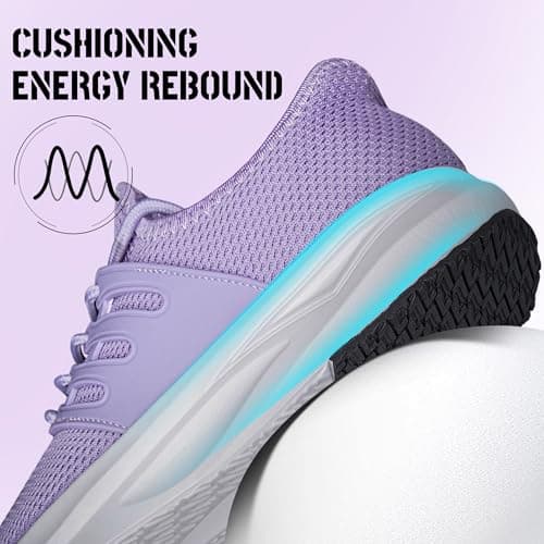 Womens Walking Trainers Lace up Sports Running Shoes Non Slip Purple 8.5 — view 5