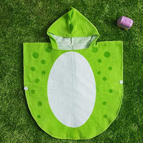 Alltops Kids Cotton Hooded Towel Cartoon Unicorn Dinosaur Bathrobe Bath Poncho Towel for Boys Girls, 0-4 years, Green Dinosaur — view 5