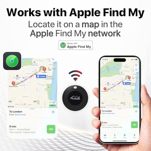 Bluetooth Tracking Tag with Leather Keychain, MFi Certified Key Finder Locator, Luggage Tracker, Works with Find My App iOS Only, Item Finder for Car Keys, Bags, Backpacks, 2-Pack — view 2