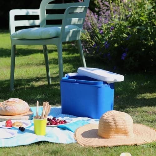 Harbour Housewares 10L Cool Box – Blue Portable Insulated Cooler, Small Ice Chest for Camping, Picnic, Beach, Fishing & Travel, Food & Drink Storage, Car Coolbox for Cans & Snacks — view 6