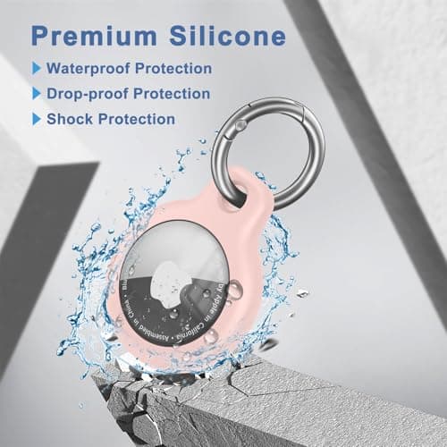 Keyring for Airtag Holder TPU Case, Ultra-Slim Waterproof Protective Airtags Case Tracker Cover Key Ring Compatible with Apple New Airtag Dog Collar (Pink) — view 4